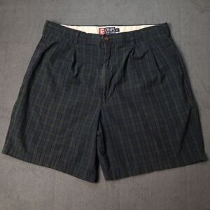 VINTAGE Chaps Ralph Lauren Shorts Men 36 x 7 Green Tartan Blackwatch Plaid Chino